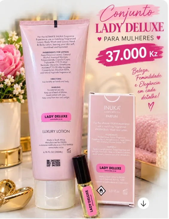 CONJUNTO CREME PERFUME CLASSICO E UMA MINIATURA MARCA LADY DELUXE